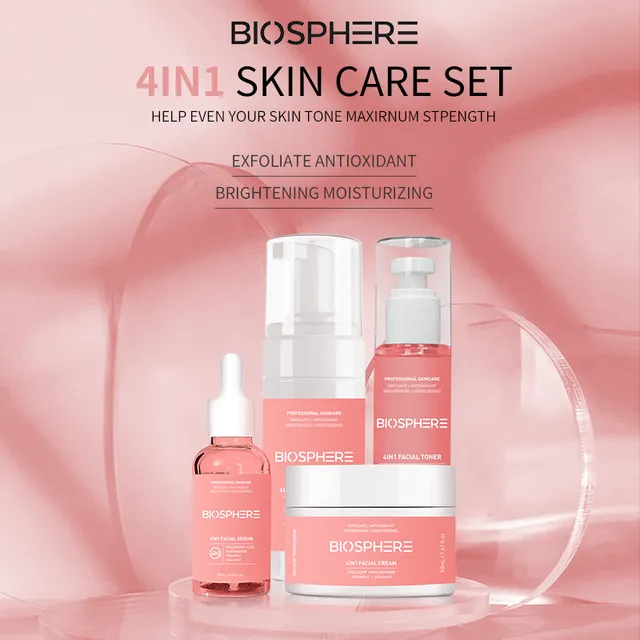 Biosphere 4 in 1 Brighten Skin Care Set, Moisturizer Acne Care of sensitive Skin