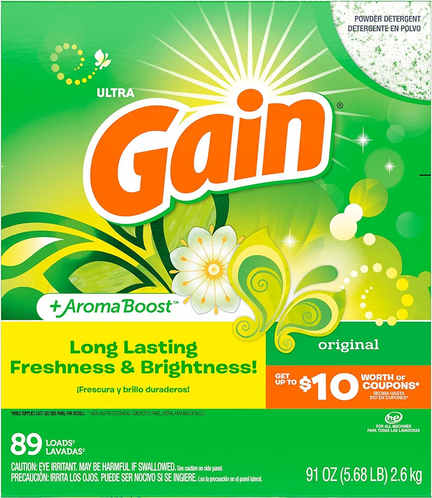 Gain Powder Laundry Detergent for Regular and HE Washers, Original Scent 16 oz