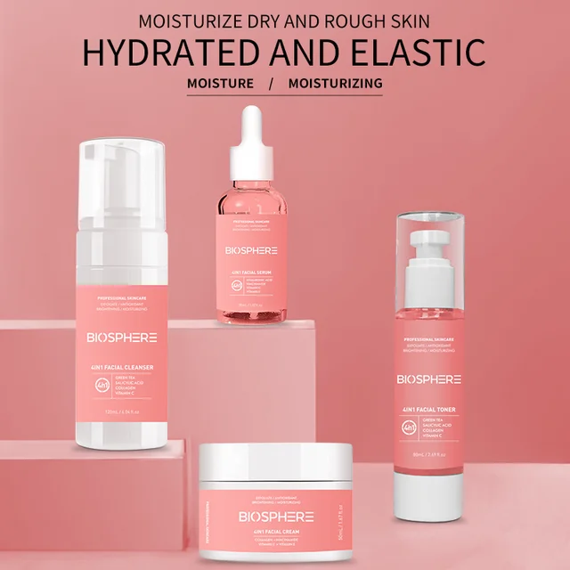 Biosphere 4 in 1 Brighten Skin Care Set, Moisturizer Acne Care of sensitive Skin