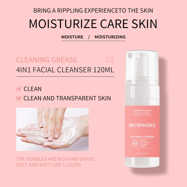 Biosphere 4 in 1 Brighten Skin Care Set, Moisturizer Acne Care of sensitive Skin