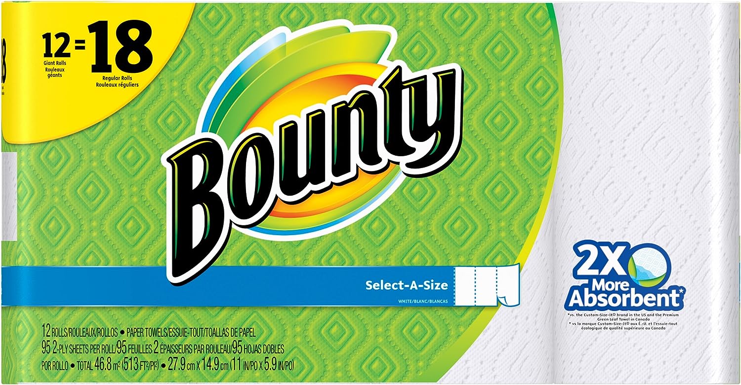 Bounty Paper Towels, White, 12-18 Count
