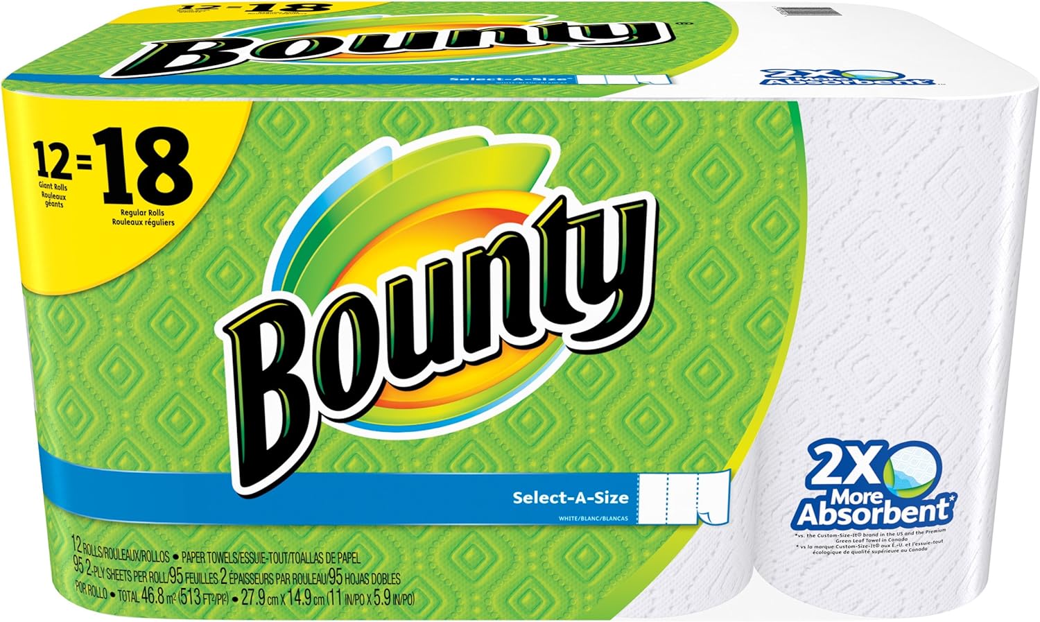 Bounty Paper Towels, White, 12-18 Count